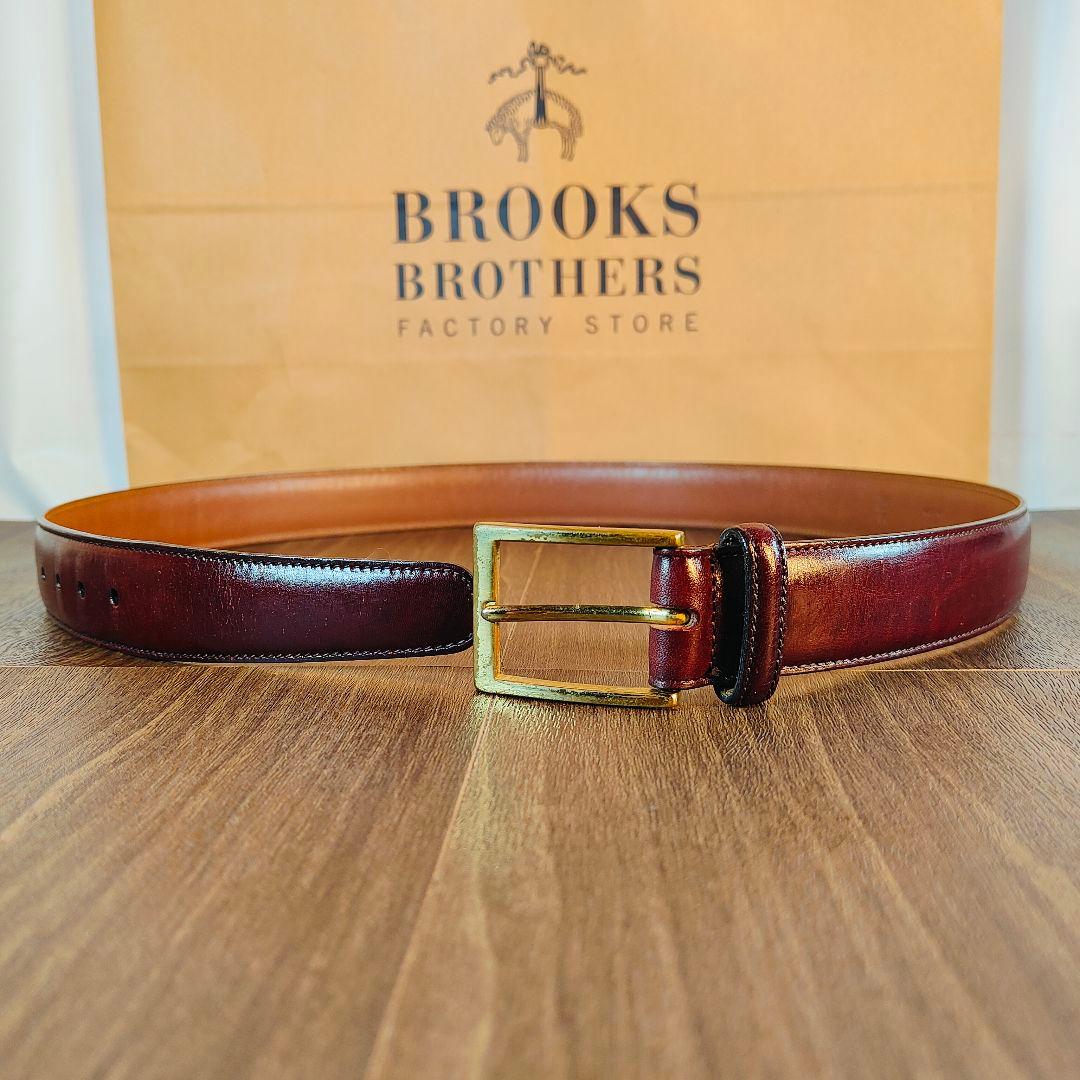 【Vintage USA製】ブルックスブラザーズ　高級艶バーガンディドレスベルト