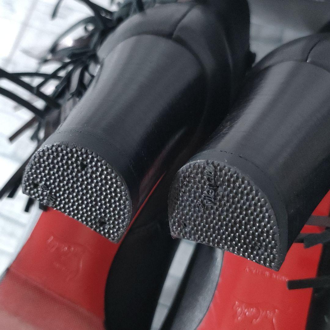 ルブタン　フリンジレザーブーツ　黒　サイドジップ　38