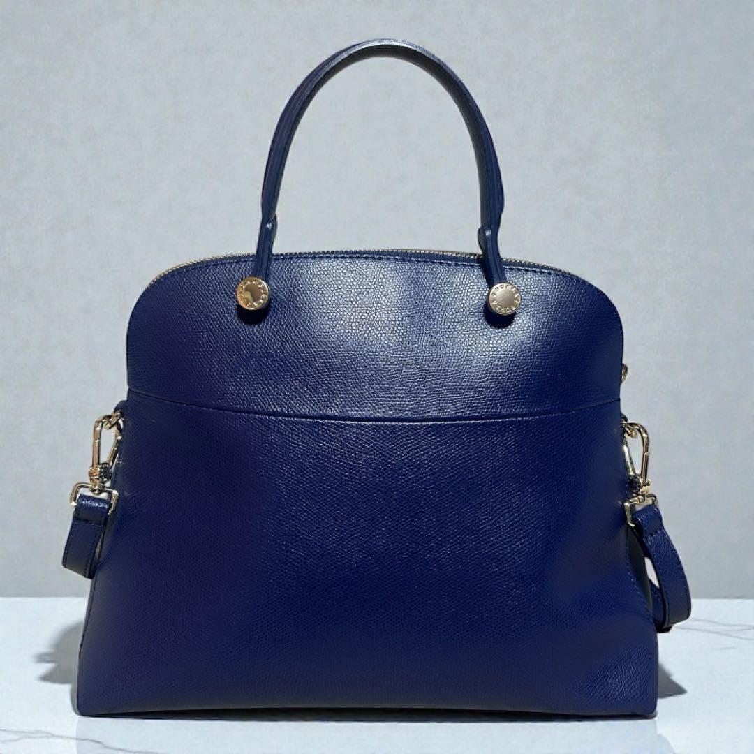【極美品】 FURLA フルラ　パイパー　2wayバッグ ブルーレザー