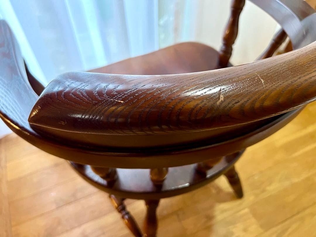 高級 オーク材 回転式アームチェア②