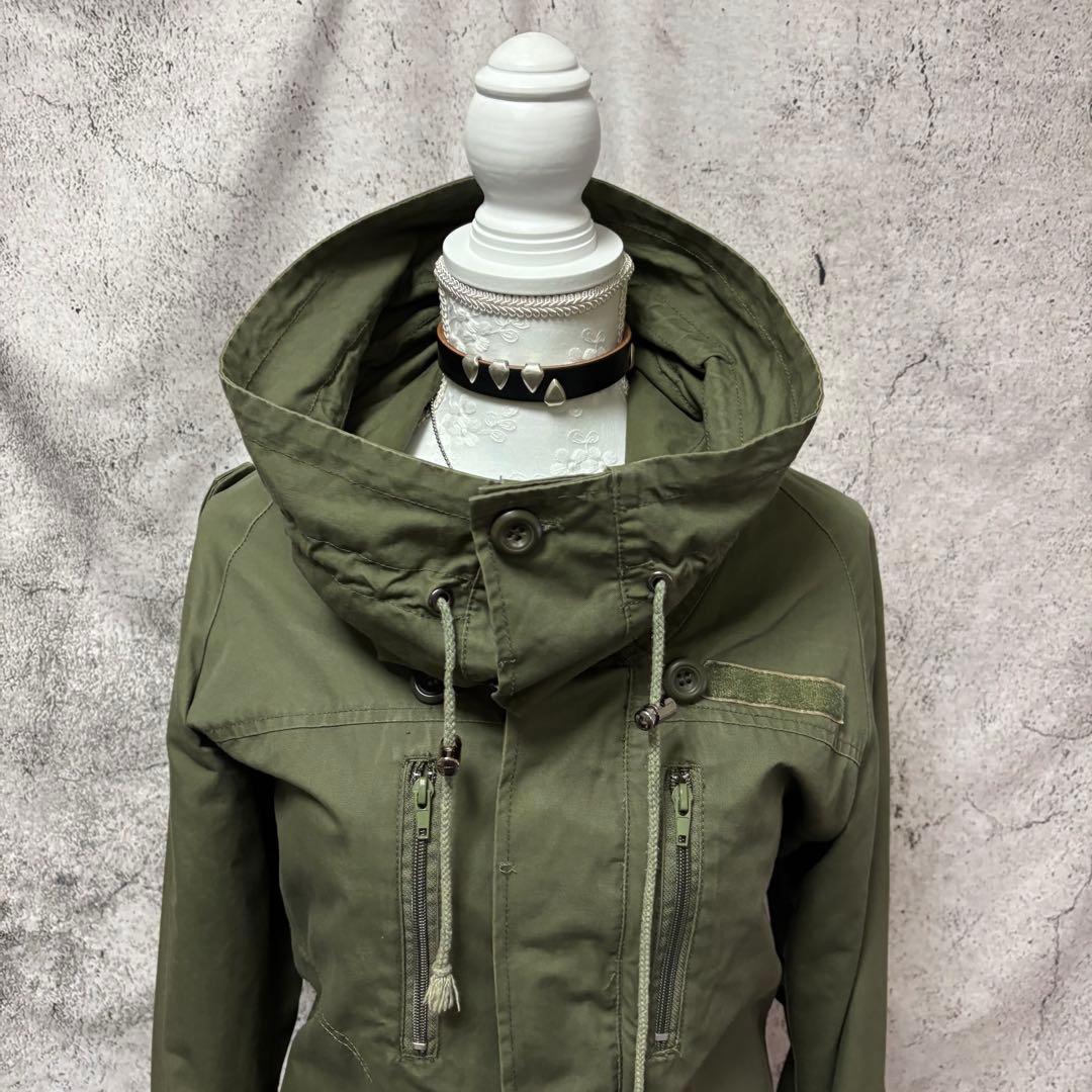 y2k00s 変形ミリタリージャケット　ネオグランジ　ギミック　リブ　ハイネック