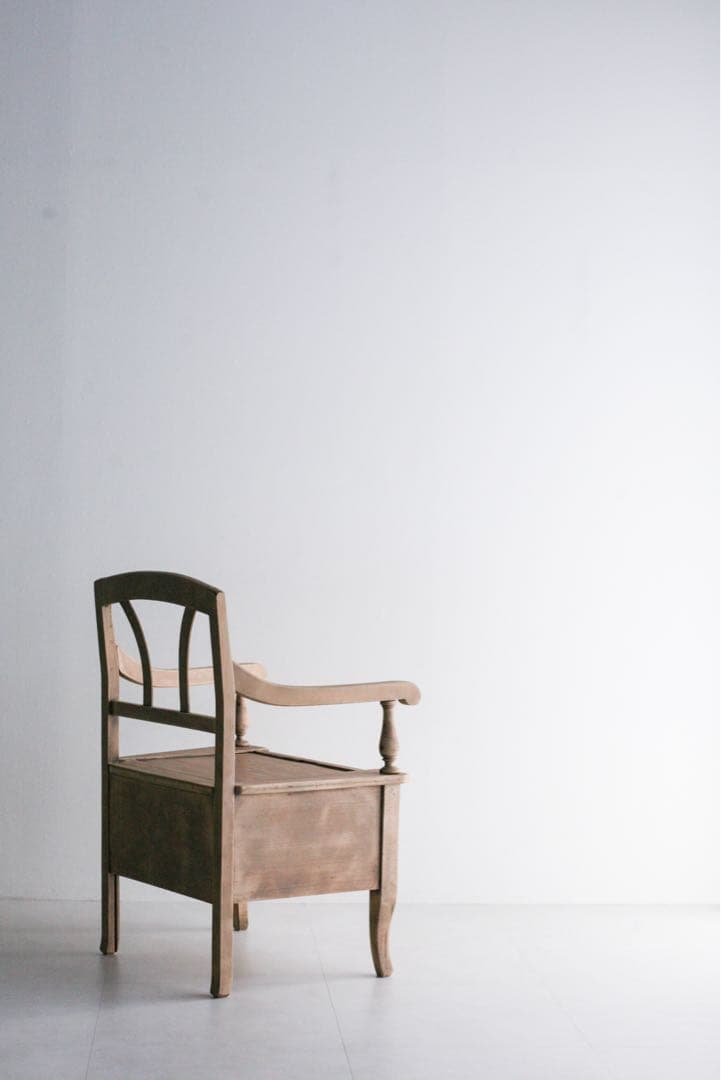 フランス　収納付きチェア　ダイニングチェア　無垢材　ブロカント　古家具