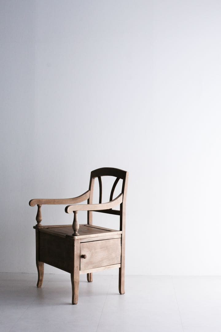 フランス　収納付きチェア　ダイニングチェア　無垢材　ブロカント　古家具