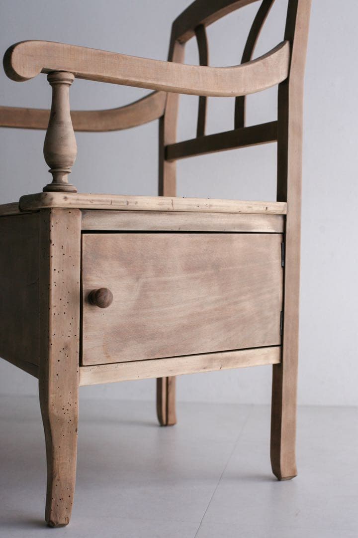 フランス　収納付きチェア　ダイニングチェア　無垢材　ブロカント　古家具