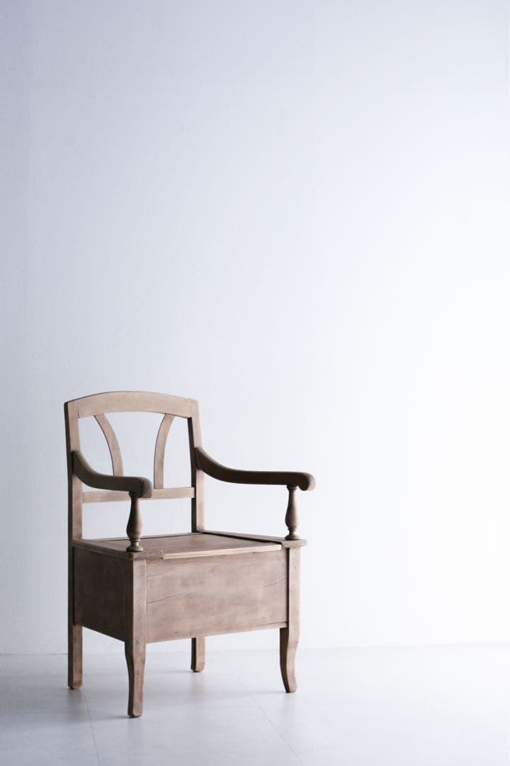 フランス　収納付きチェア　ダイニングチェア　無垢材　ブロカント　古家具