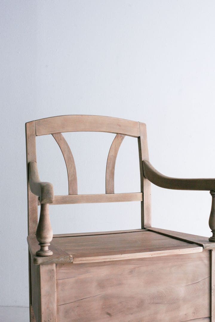 フランス　収納付きチェア　ダイニングチェア　無垢材　ブロカント　古家具