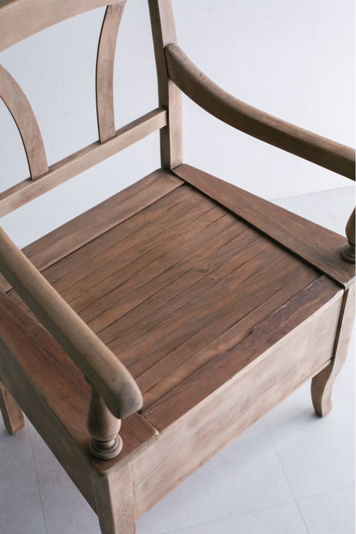 フランス　収納付きチェア　ダイニングチェア　無垢材　ブロカント　古家具