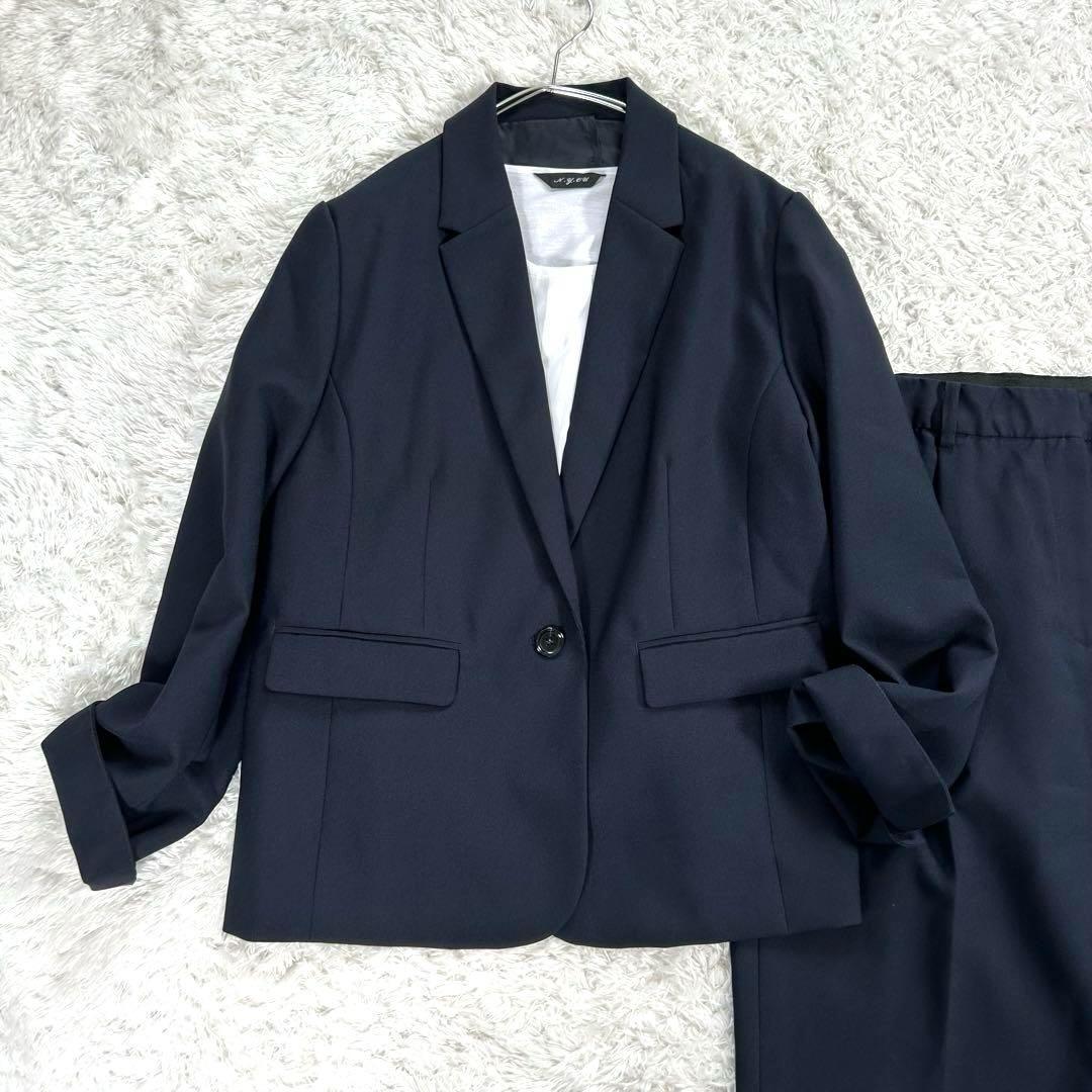 【大きいサイズ 4L】　RUIRUE BOUTIQUE　パンツスーツ　紺