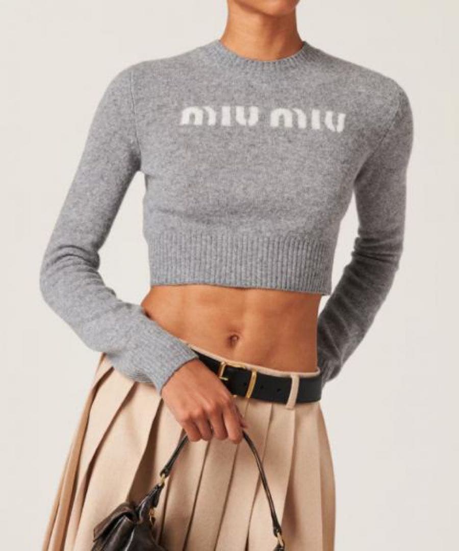 miu miu グレー クロップドセーター