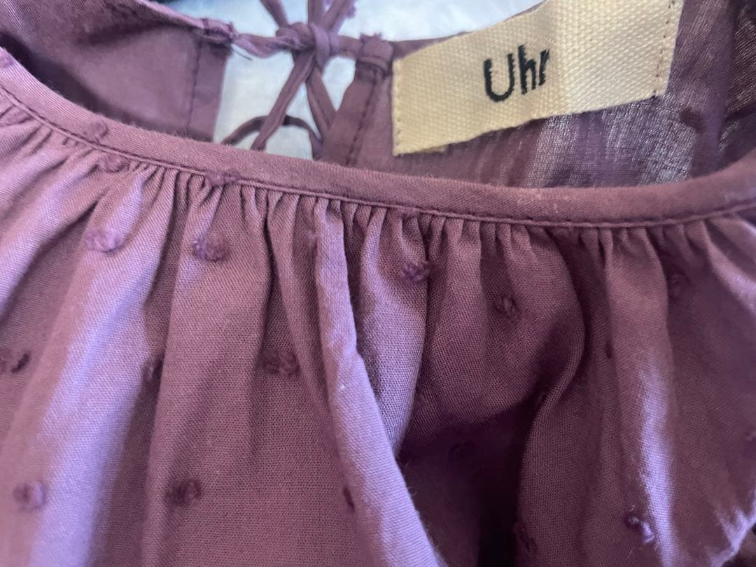 新品未使用　uhrドット柄長袖ワンピース（パープル）