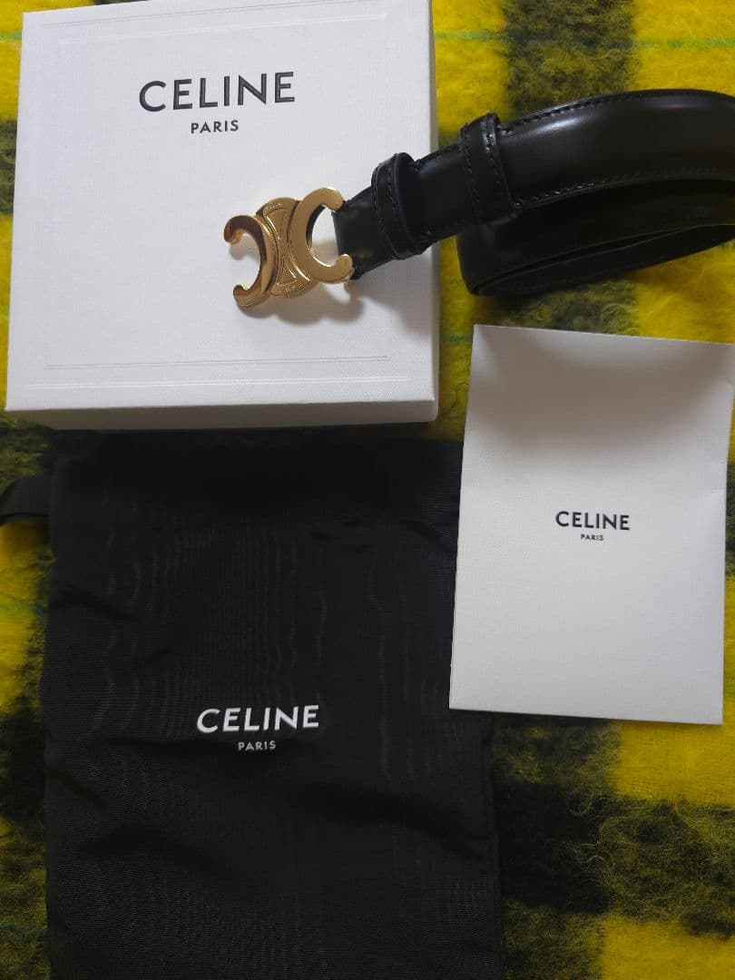 CELINE スモール 18MM トリオンフ ベルト ブラック トリヨンレザー
