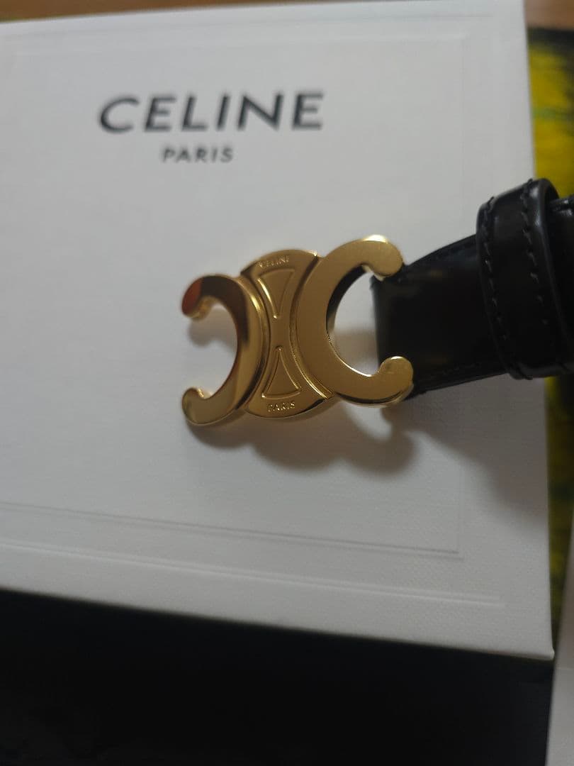 CELINE スモール 18MM トリオンフ ベルト ブラック トリヨンレザー