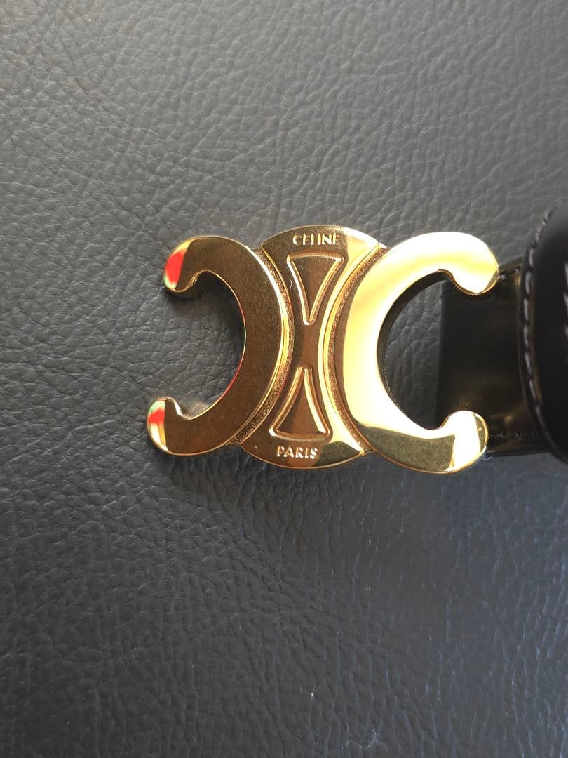 CELINE スモール 18MM トリオンフ ベルト ブラック トリヨンレザー