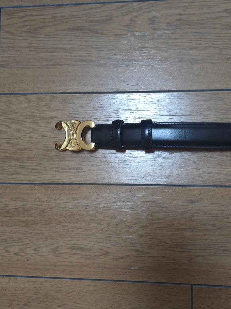 CELINE スモール 18MM トリオンフ ベルト ブラック トリヨンレザー