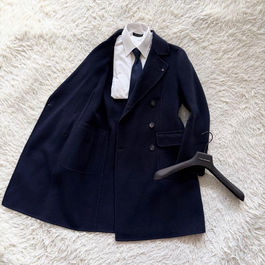 <美品>TAGLIATORE DAAN ネイビー ダブルチェスターコート 44