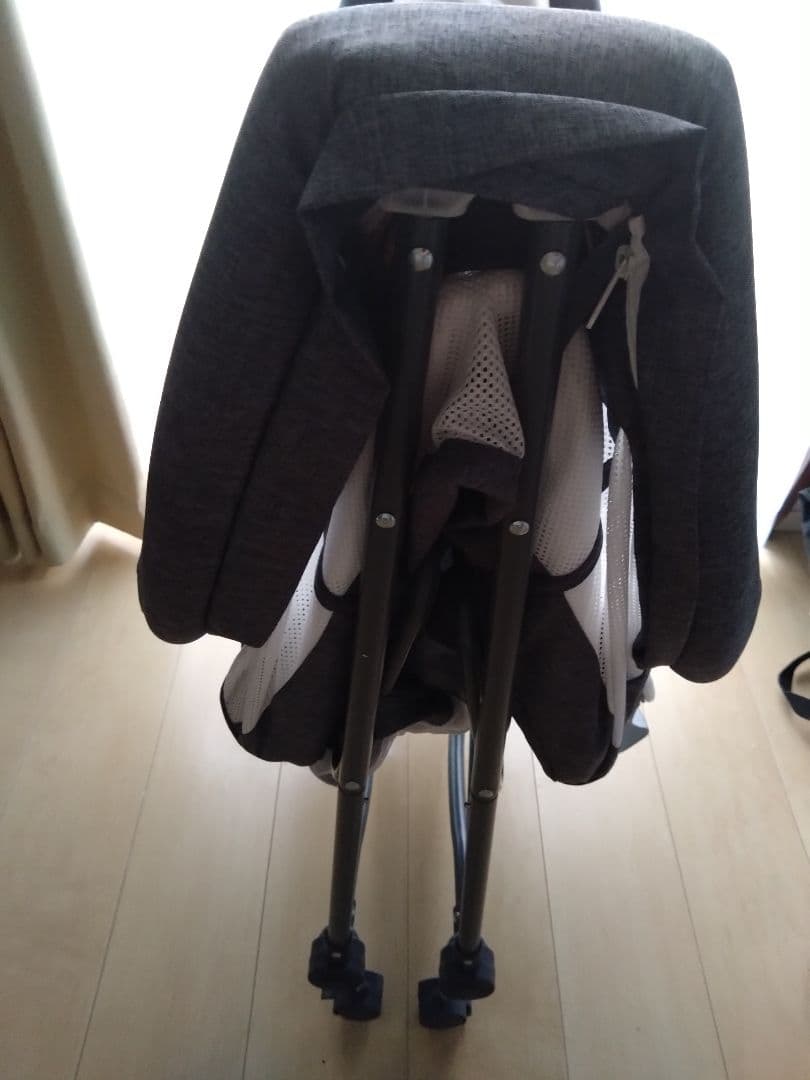 折りたたみ ベビーベッド グレー