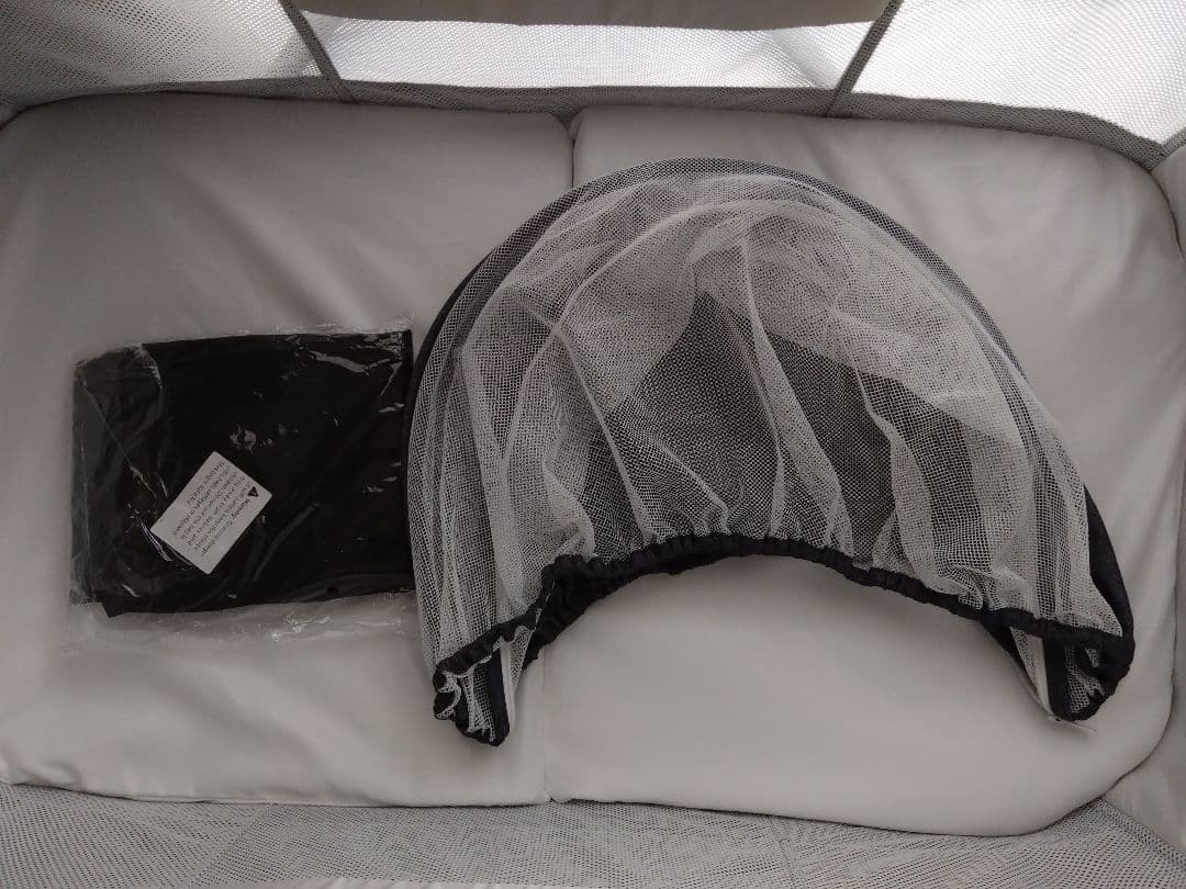 折りたたみ ベビーベッド グレー