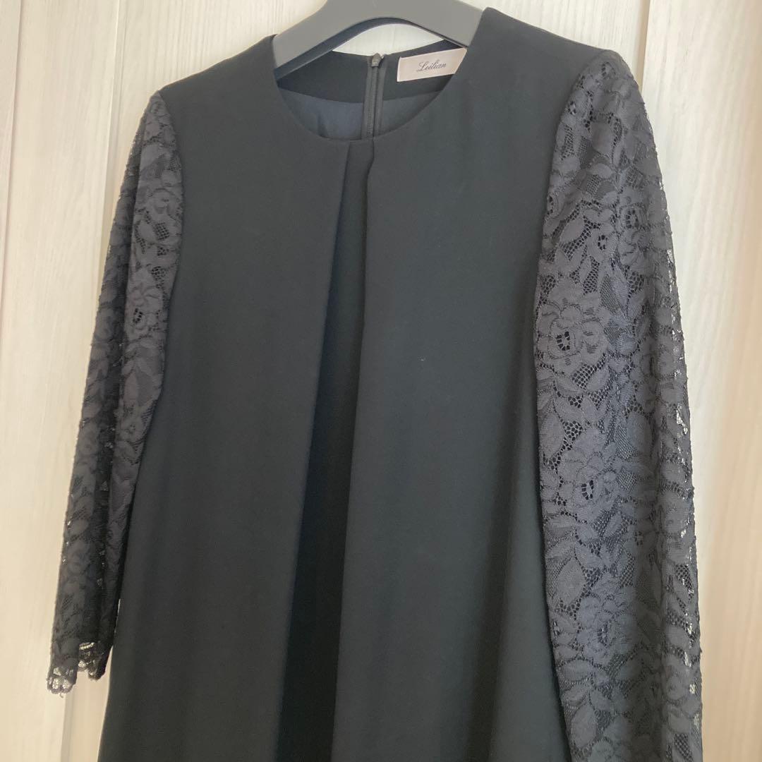 タグ付美品　レリアン9号　 洗えるブラックフォーマルワンピース