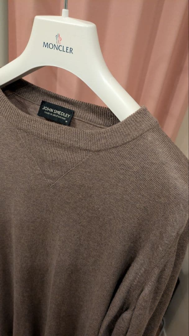 ジョンスメドレー　前V クルーネックニット メンズM ウール　24ゲージ