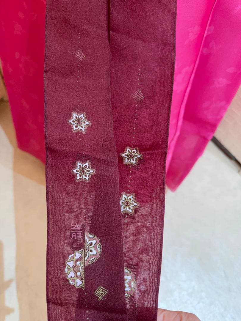 最終価格♪ 韓国の韓服　シルク　チマチョゴリ　ネイビーとピンク