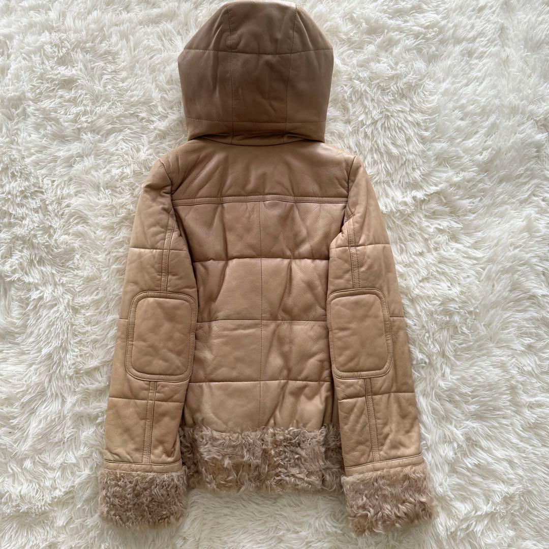 【バーバリーブルーレーベル】ダッフルコート トグル シープスキン チェック 38