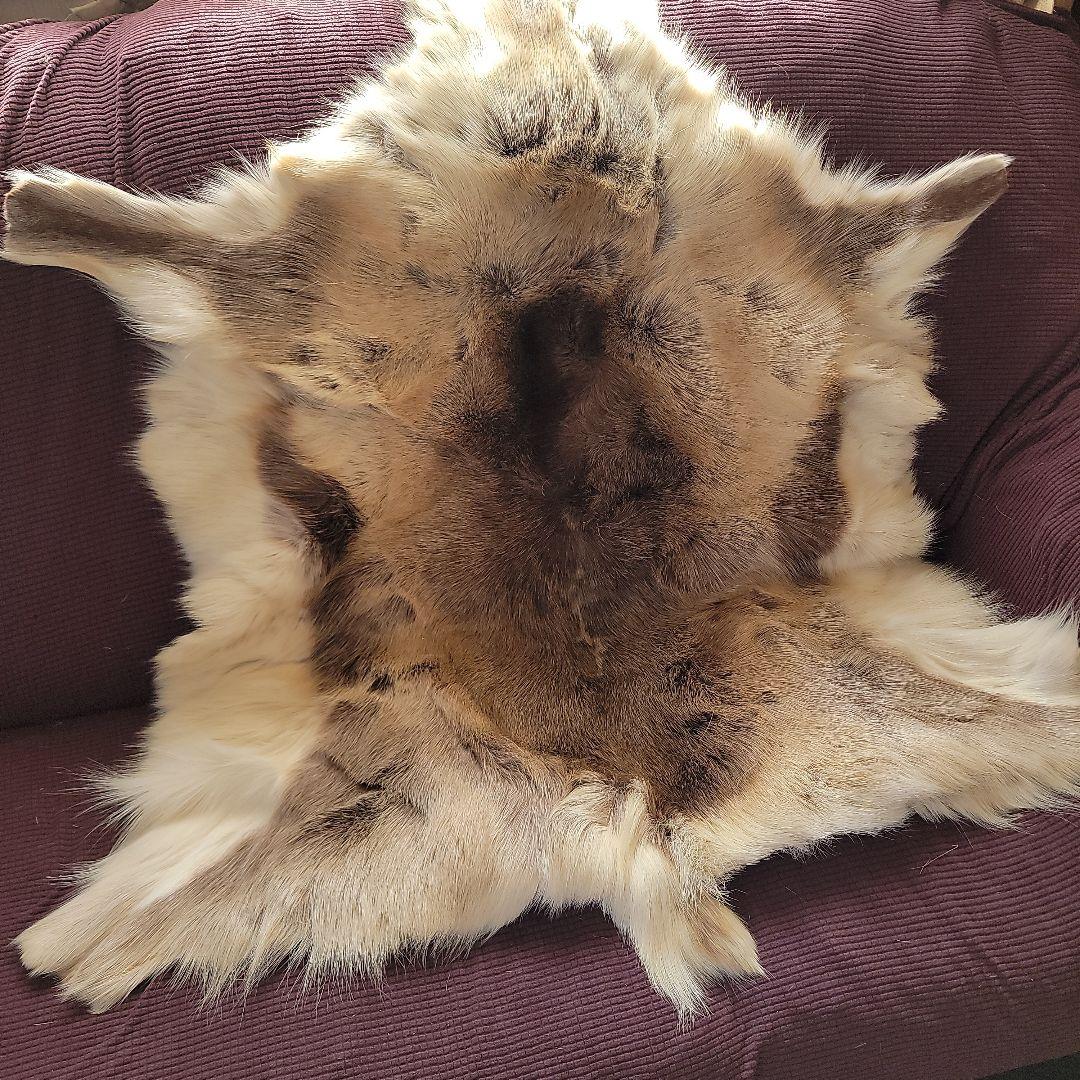 トナカイ毛皮　高級毛皮ラグ