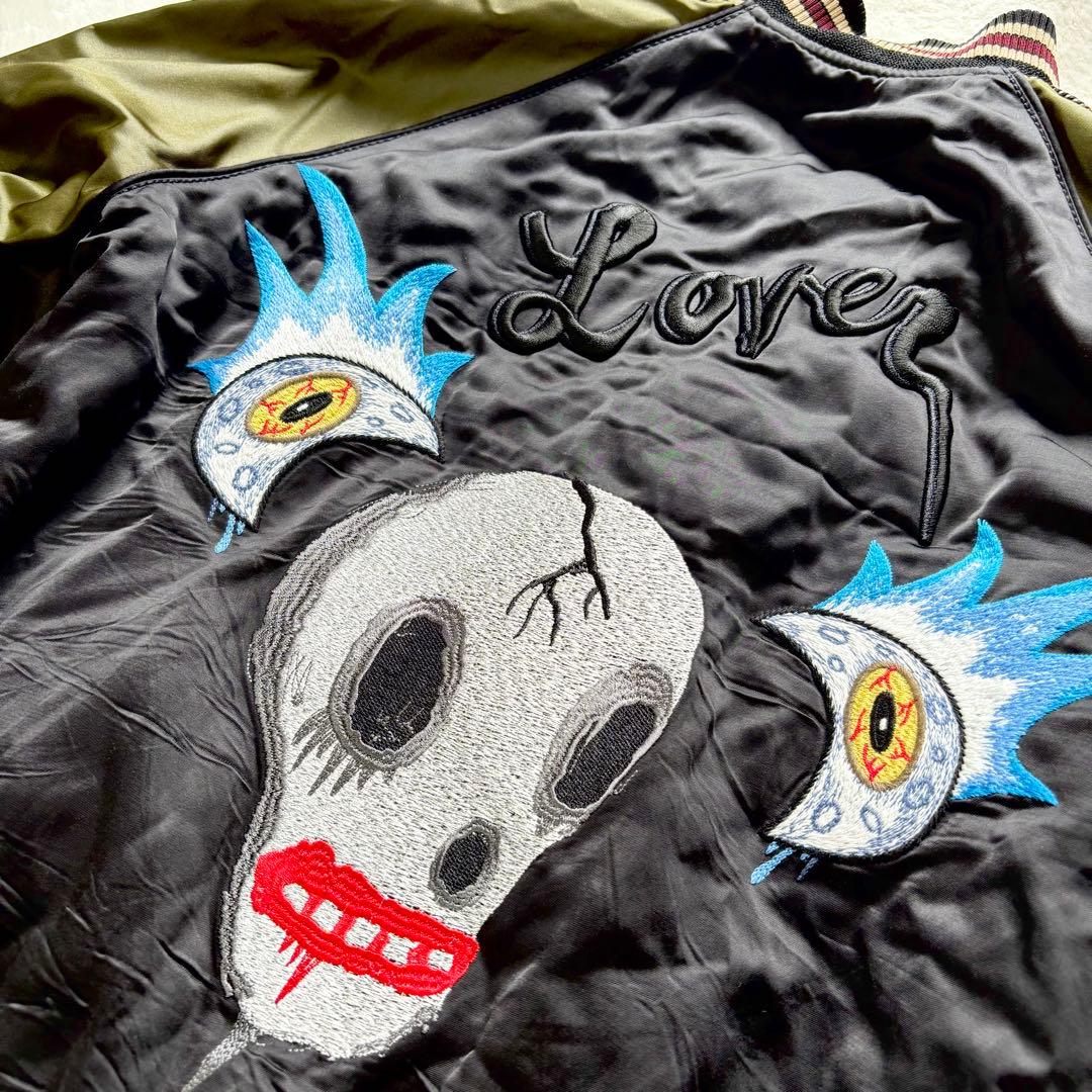 COACH コーチ スカジャン サテン 黒 刺繍 リバーシブル キルティング