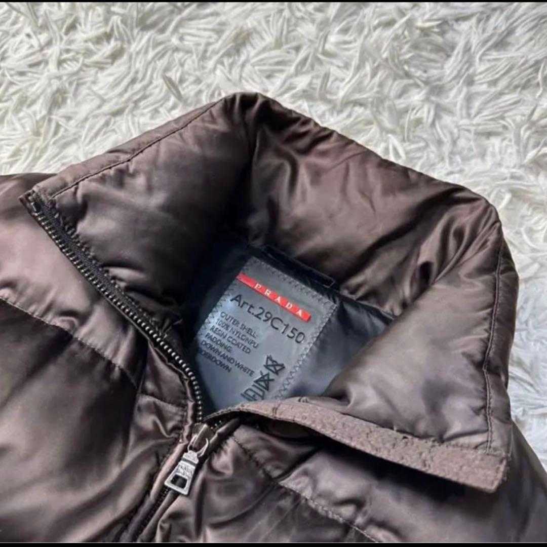 値下げ中　プラダ PRADA三角ロゴ ロングダウン レディース Lモカブラウン