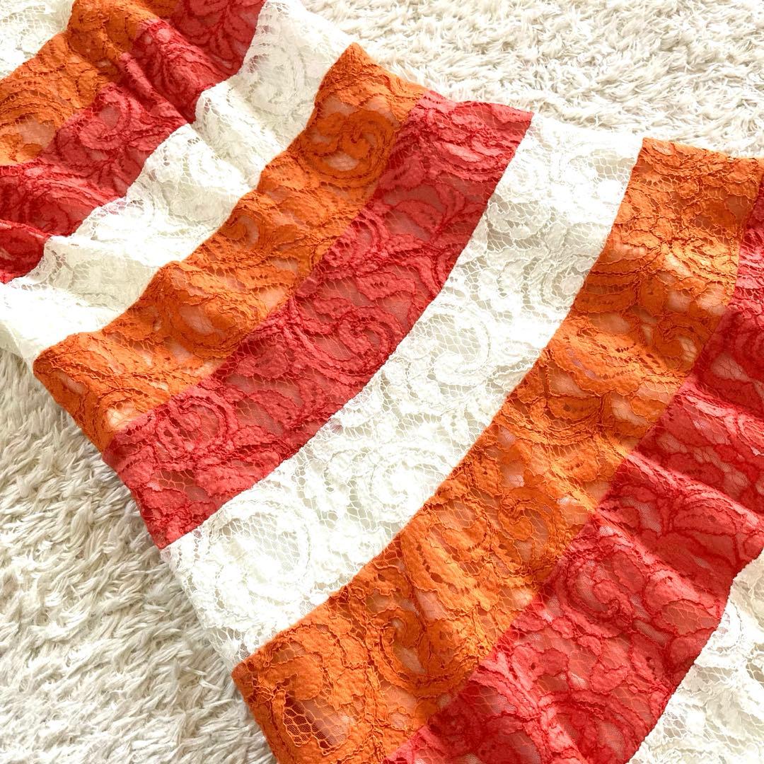 【美品】タダシショージ 総レース フレアドレス ワンピース 花柄レース フラワー