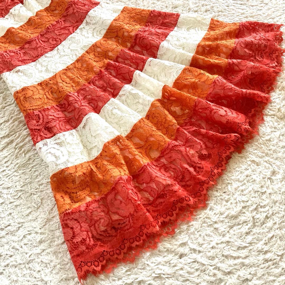 【美品】タダシショージ 総レース フレアドレス ワンピース 花柄レース フラワー