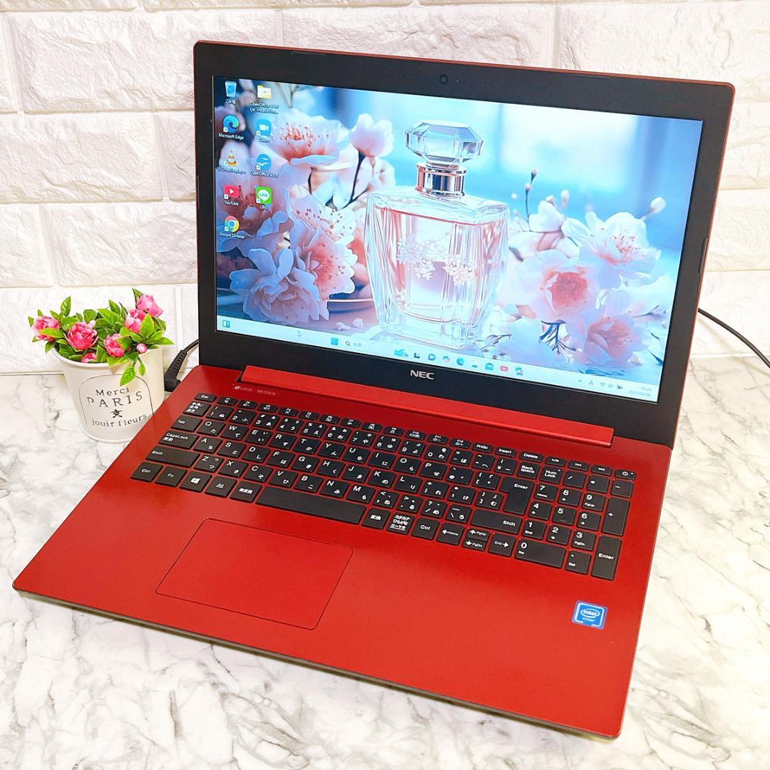 限定特価✨Windows11✨贅沢1TB✨すぐ使えるノートパソコン赤✨カメラ薄型