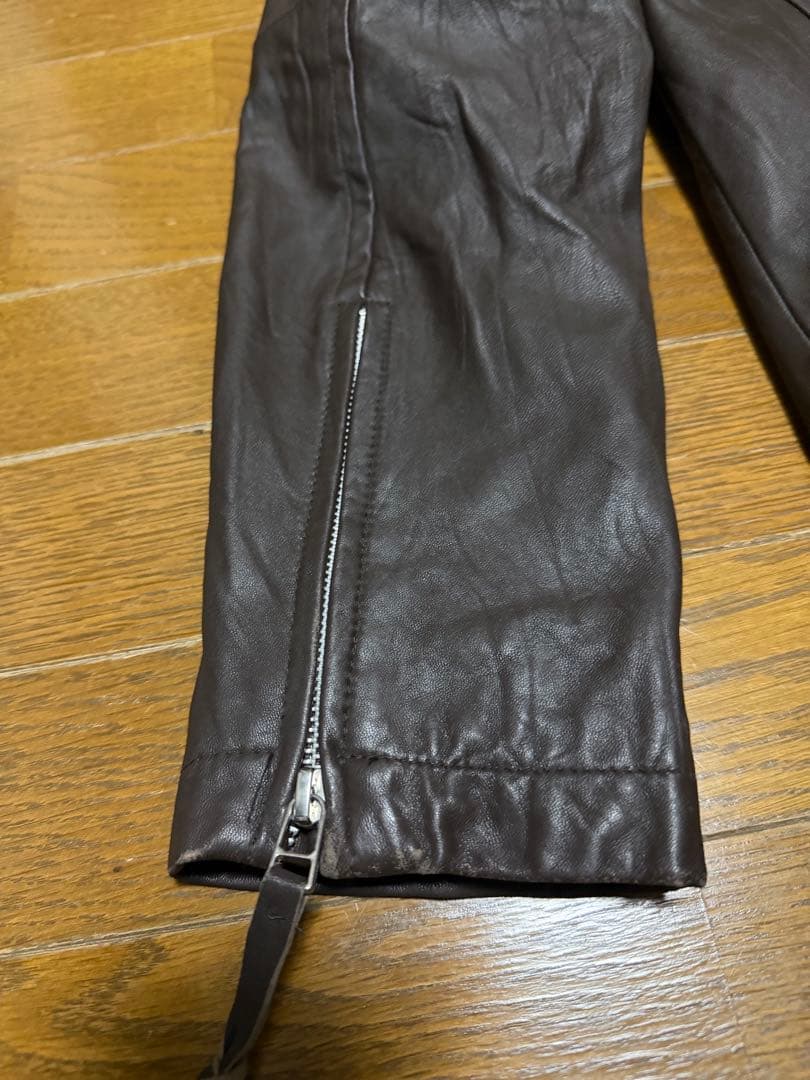 【美品】Uniqlo 羊革 ラムレザー シングルライダース ダブルジップ XL