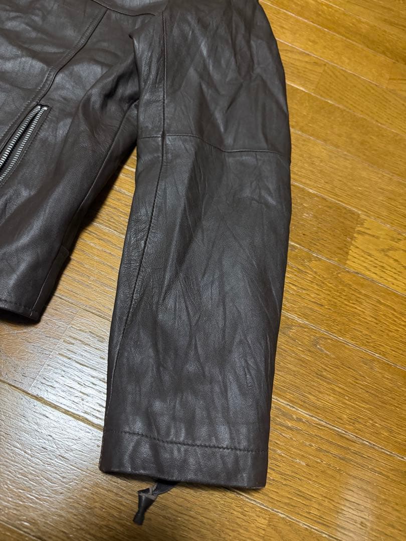 【美品】Uniqlo 羊革 ラムレザー シングルライダース ダブルジップ XL