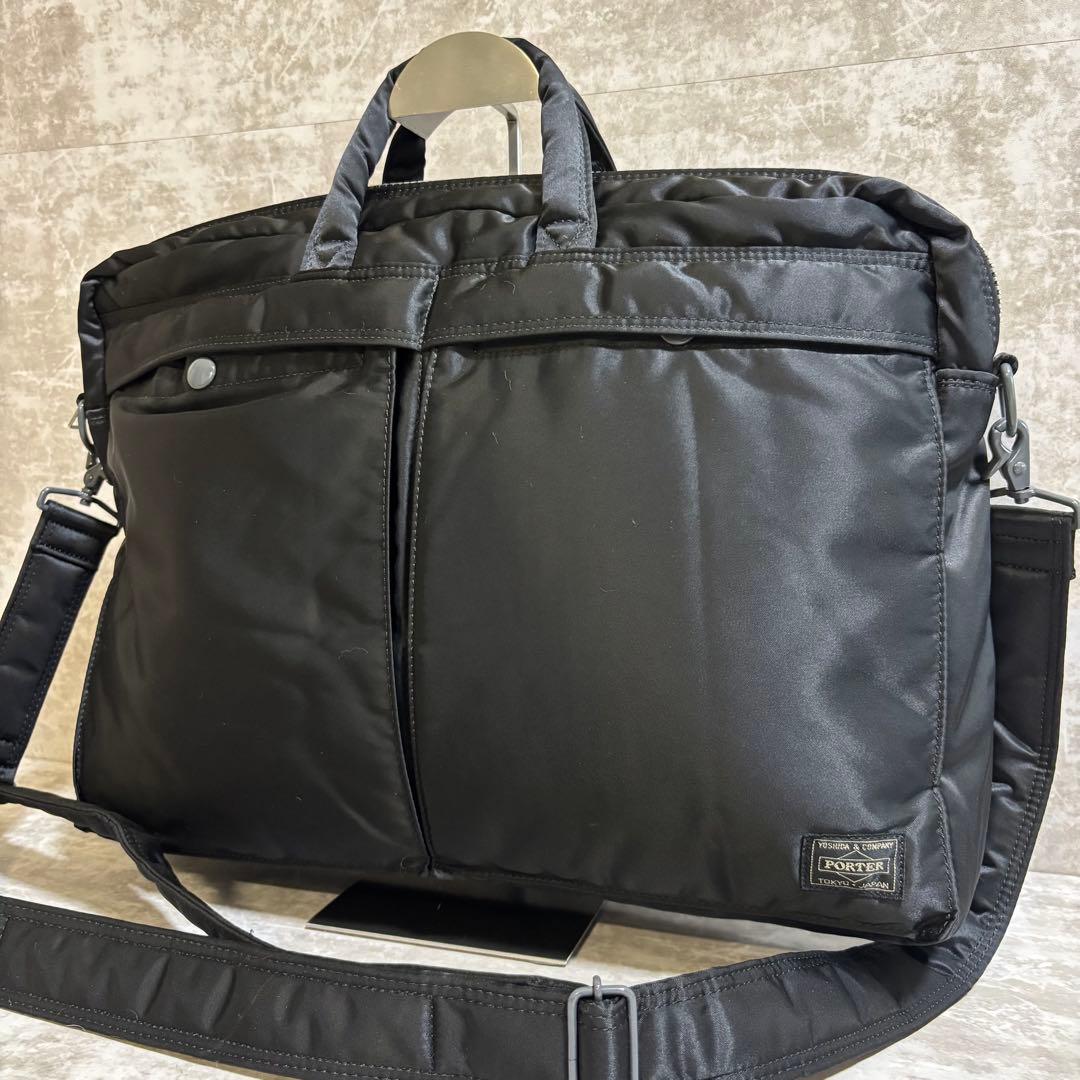 H208 美品✨ポーター　タンカー　ビジネスバッグ　2way ブラック　大容量