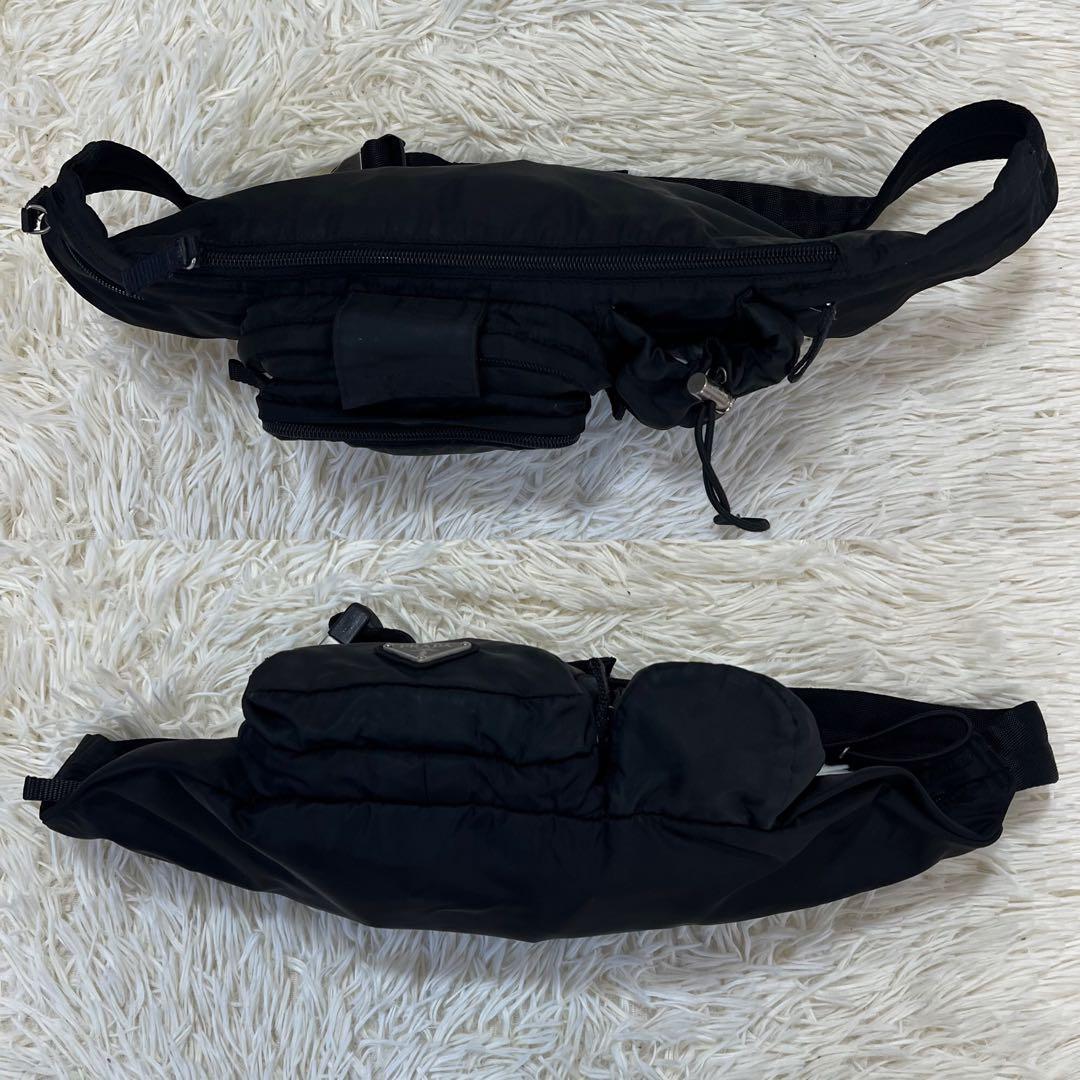 【極美品】プラダ ボディバック クロスボディ 三角ロゴ 黒 ナイロン 斜め掛け