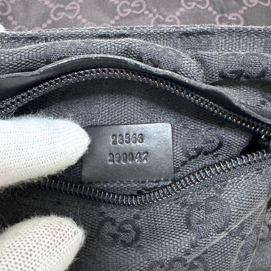 【極美品】グッチ GUCCI ボディバッグ GG柄 キャンバス レザー ブラック