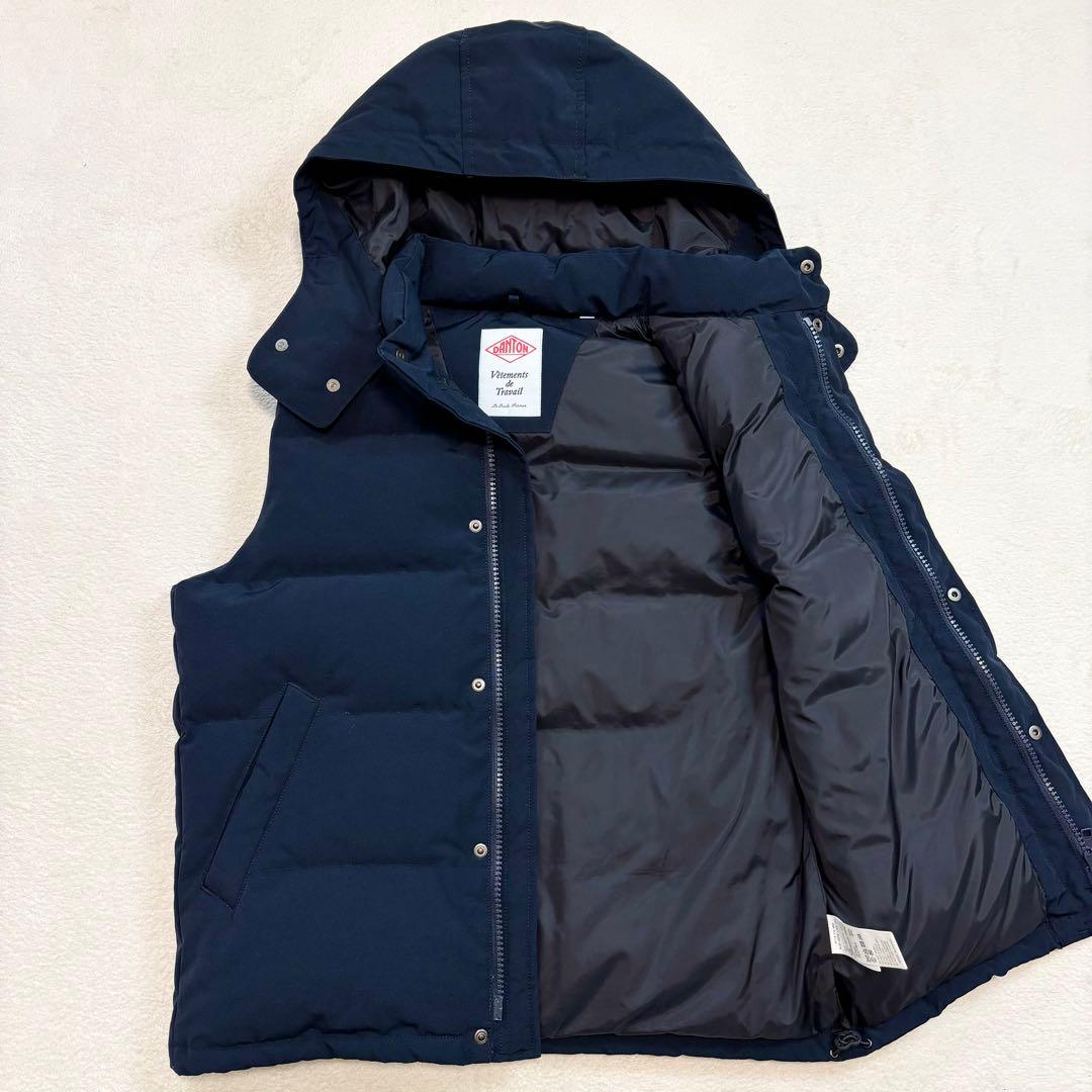 未使用級 DANTON ダントン ダウンベスト ジレ ロゴワッペン ネイビー L