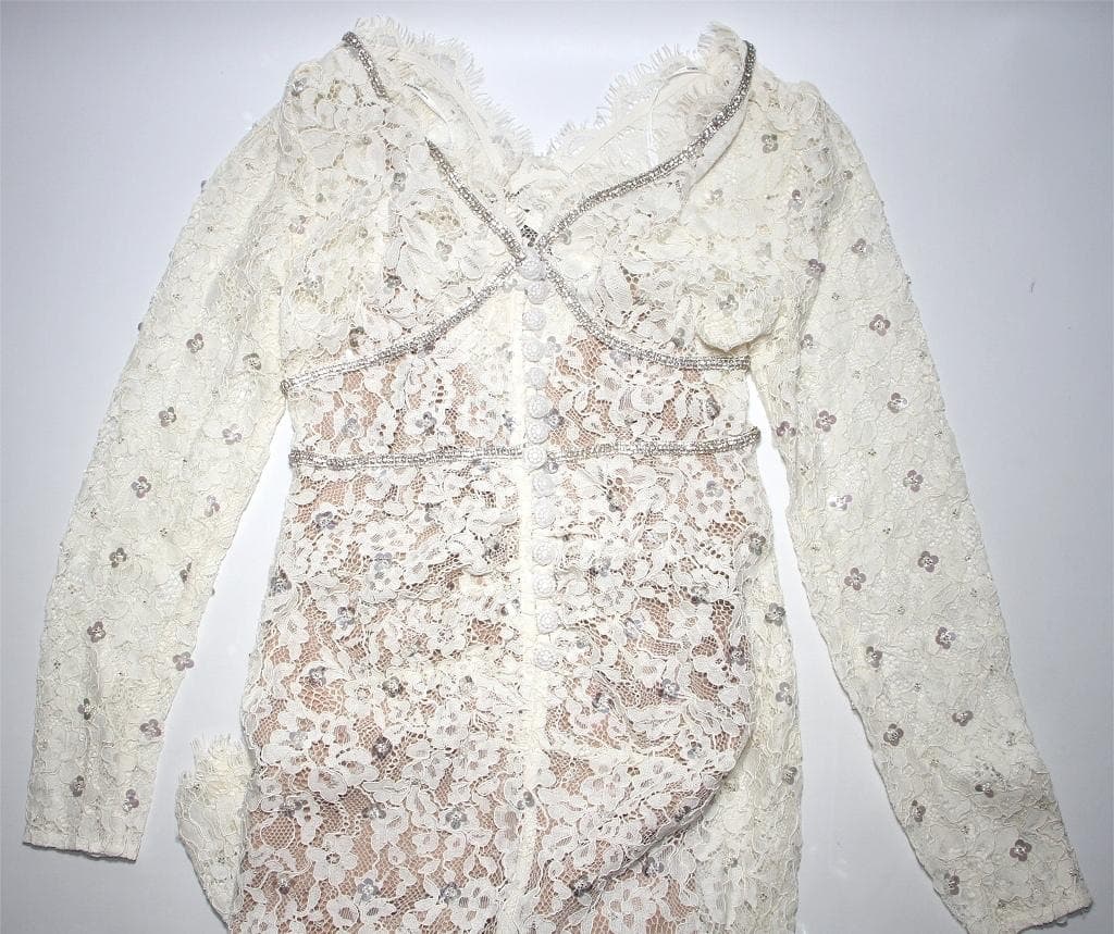 C*Y様 セルフポートレイト ワンピース レース クリーム UK8 未使用 結婚