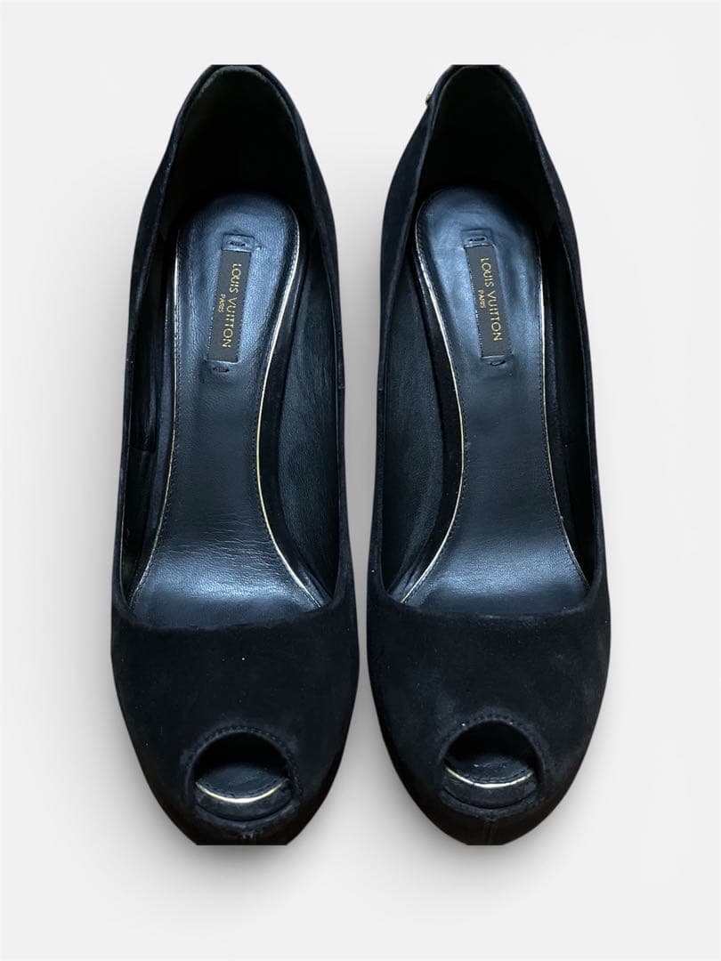 ルイヴィトン パンプス 約24.5cm ブラック スエード ゴールド　美品