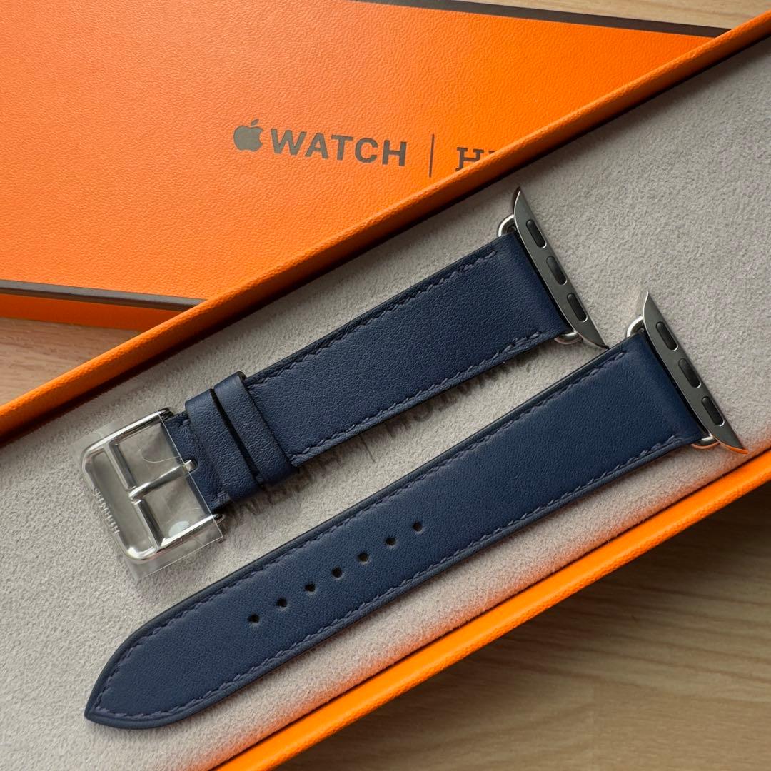 2027 Apple Watch エルメス　ネイビー　HERMES レザー