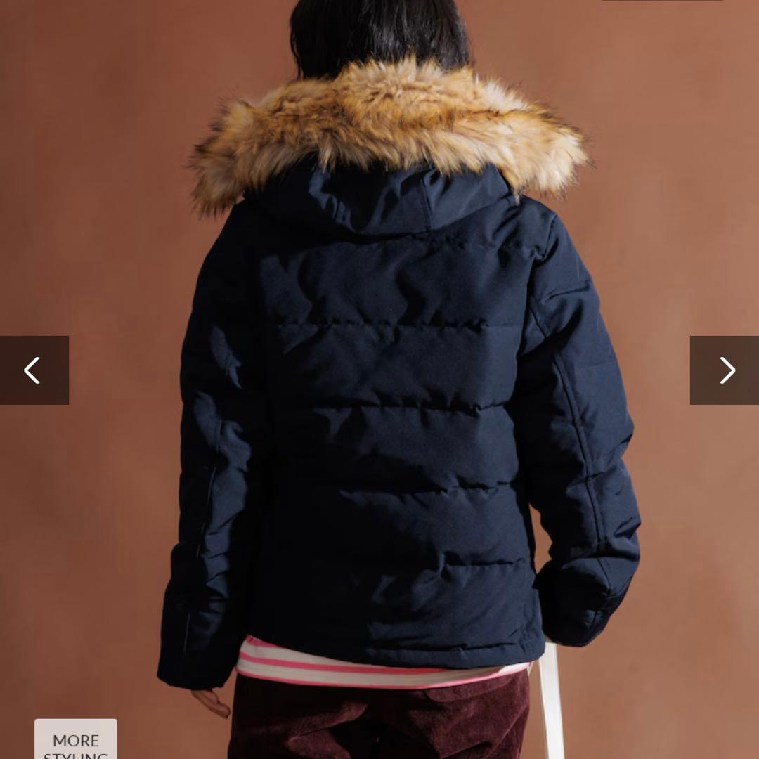 【美品】DANTON ダントン ファー付きフード ダウンジャケット ネイビー