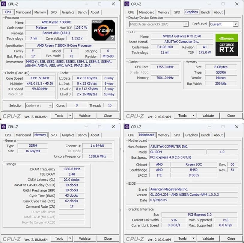 ゲーミングPC/Ryzen7 3800X/RTX2070/メモリ16GB