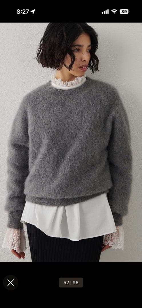 【美品】Whim Gazetteファークルーネックプルオーバー　グレー