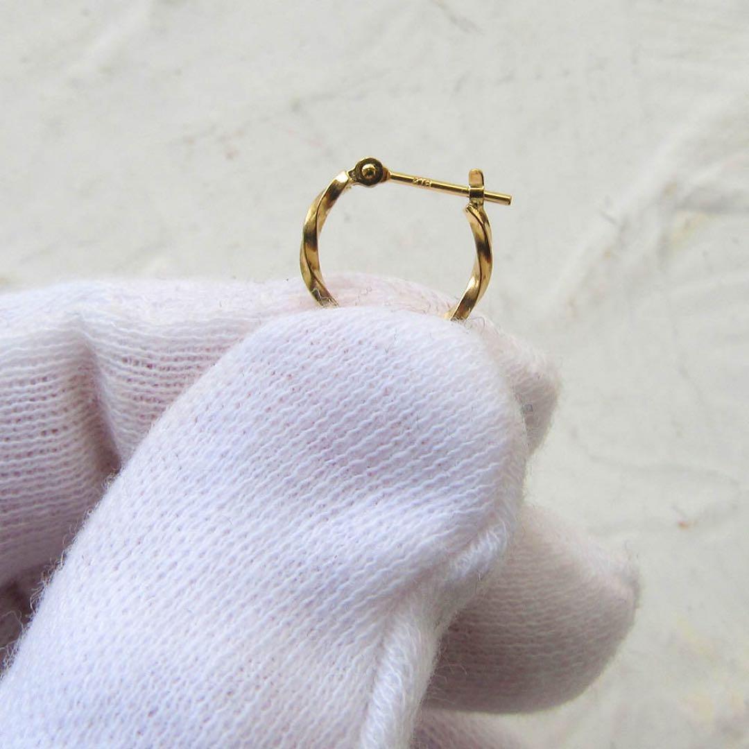K18 ピアス フープ 18K フープピアス 刻印 ツイスト 片耳 S