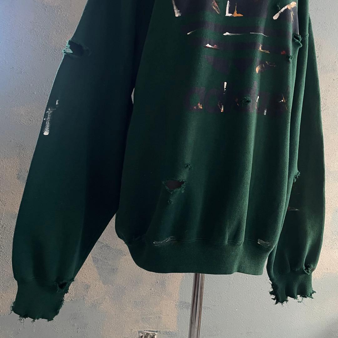 90's adidas”両面プリント”銀タグ“ペンキ“常田“boro sweat