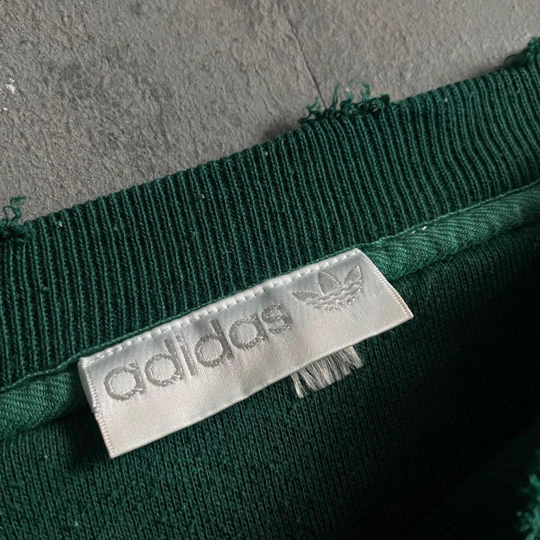 90's adidas”両面プリント”銀タグ“ペンキ“常田“boro sweat