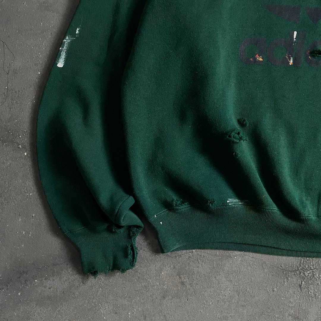 90's adidas”両面プリント”銀タグ“ペンキ“常田“boro sweat