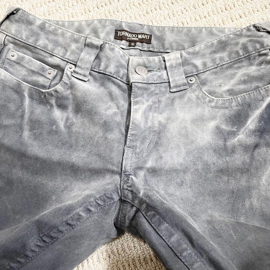 綺麗❤️フレアパンツ トルネードマート ストレッチデニム グレー