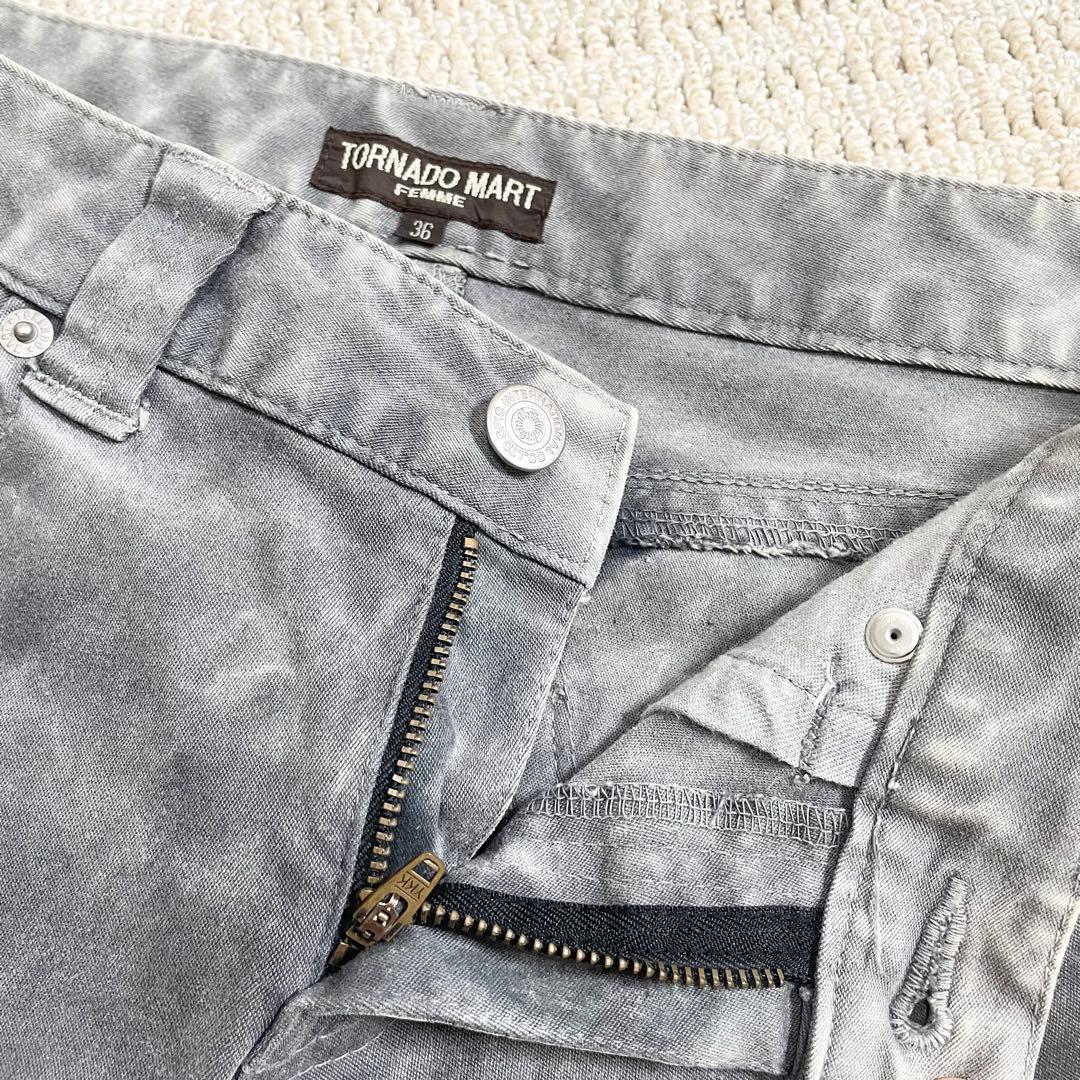 綺麗❤️フレアパンツ トルネードマート ストレッチデニム グレー
