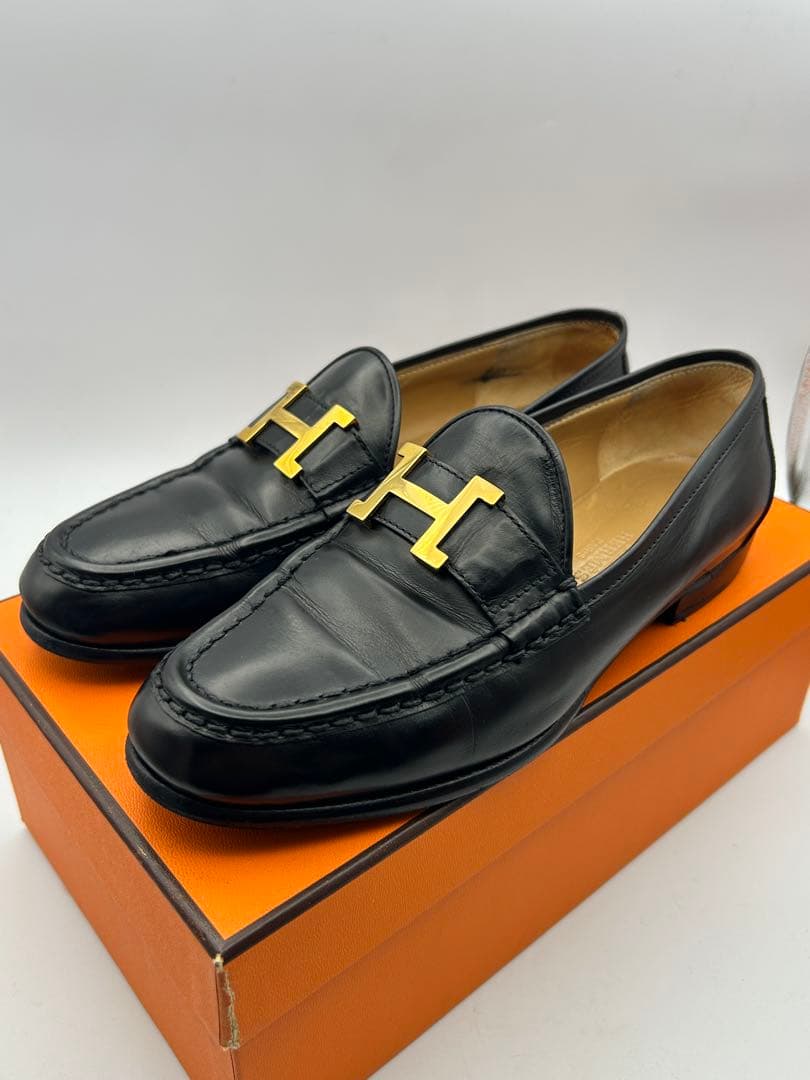 最終値下げ エルメス コンスタンス ローファー 靴 ブラック ゴールド金具